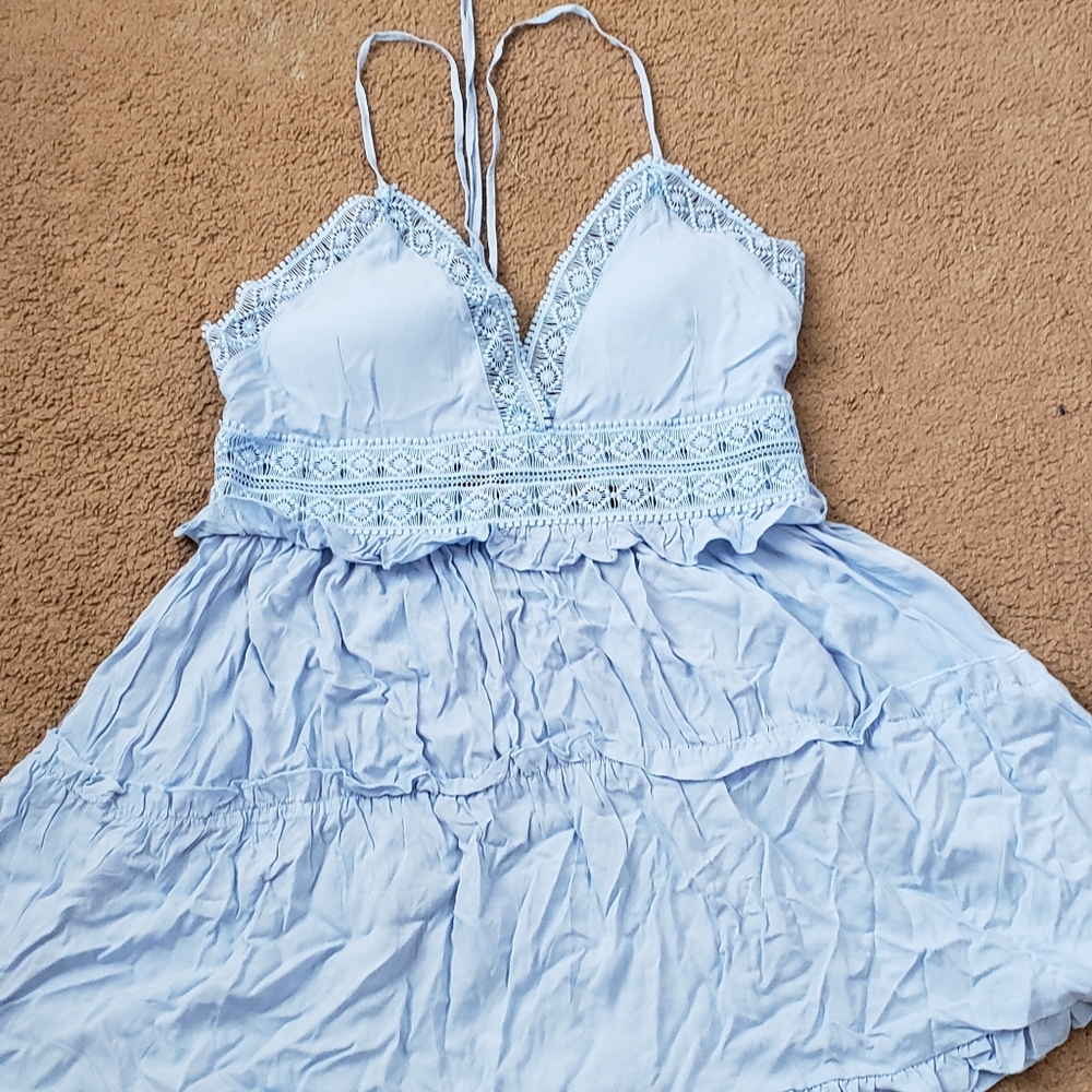 Blue embroidery cami dress
